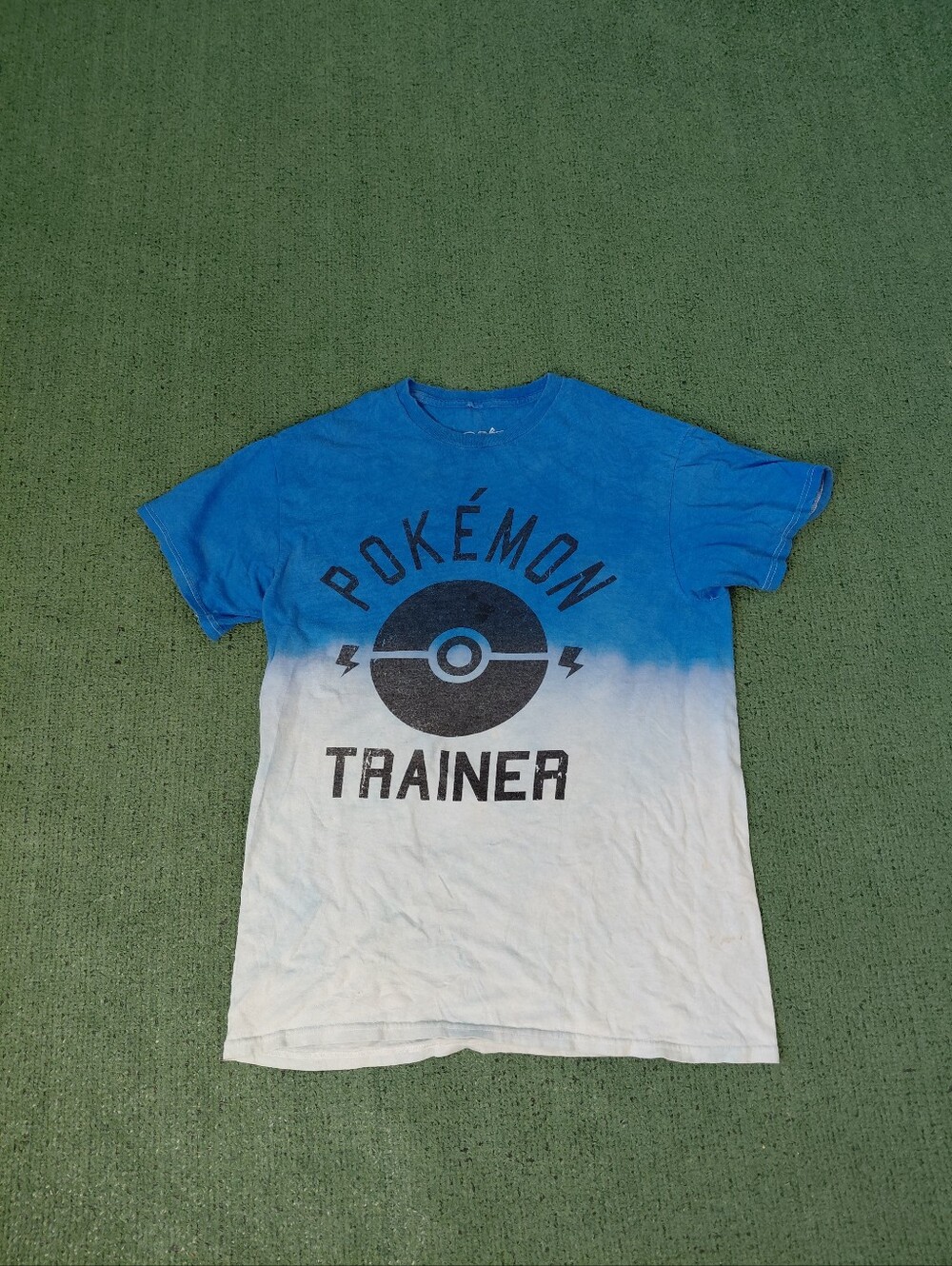 Pokemon Trainer Pokeball Anime Cartoon Blue & White T Shirt Sz Small